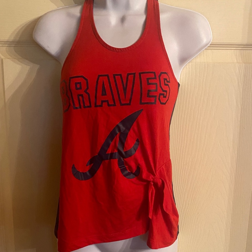 MLB Braves Red Tank Top with Navy Logo